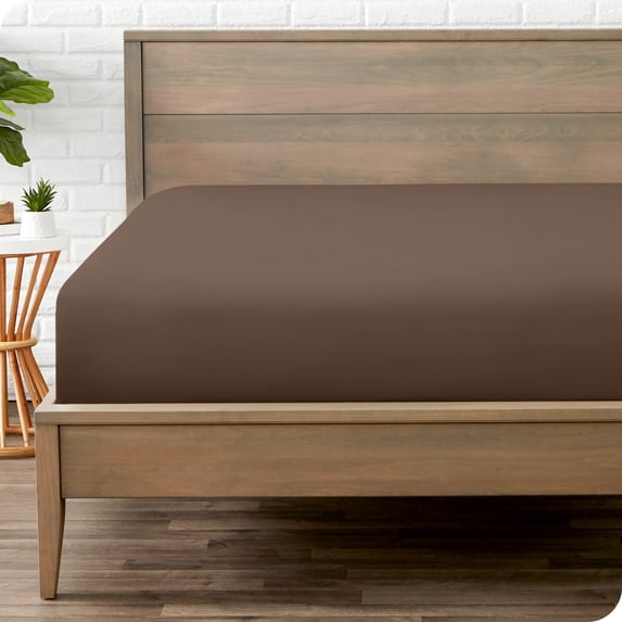 Bare Home Luxury 1800 Collection Fitted Sheet, Ultra-Soft, Deep Pocket, Queen, Cocoa