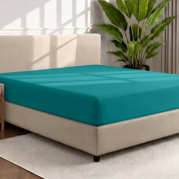 Bare Home Luxury 1800 Collection Fitted Sheet, Ultra-Soft, Deep Pocket, Queen, Emerald