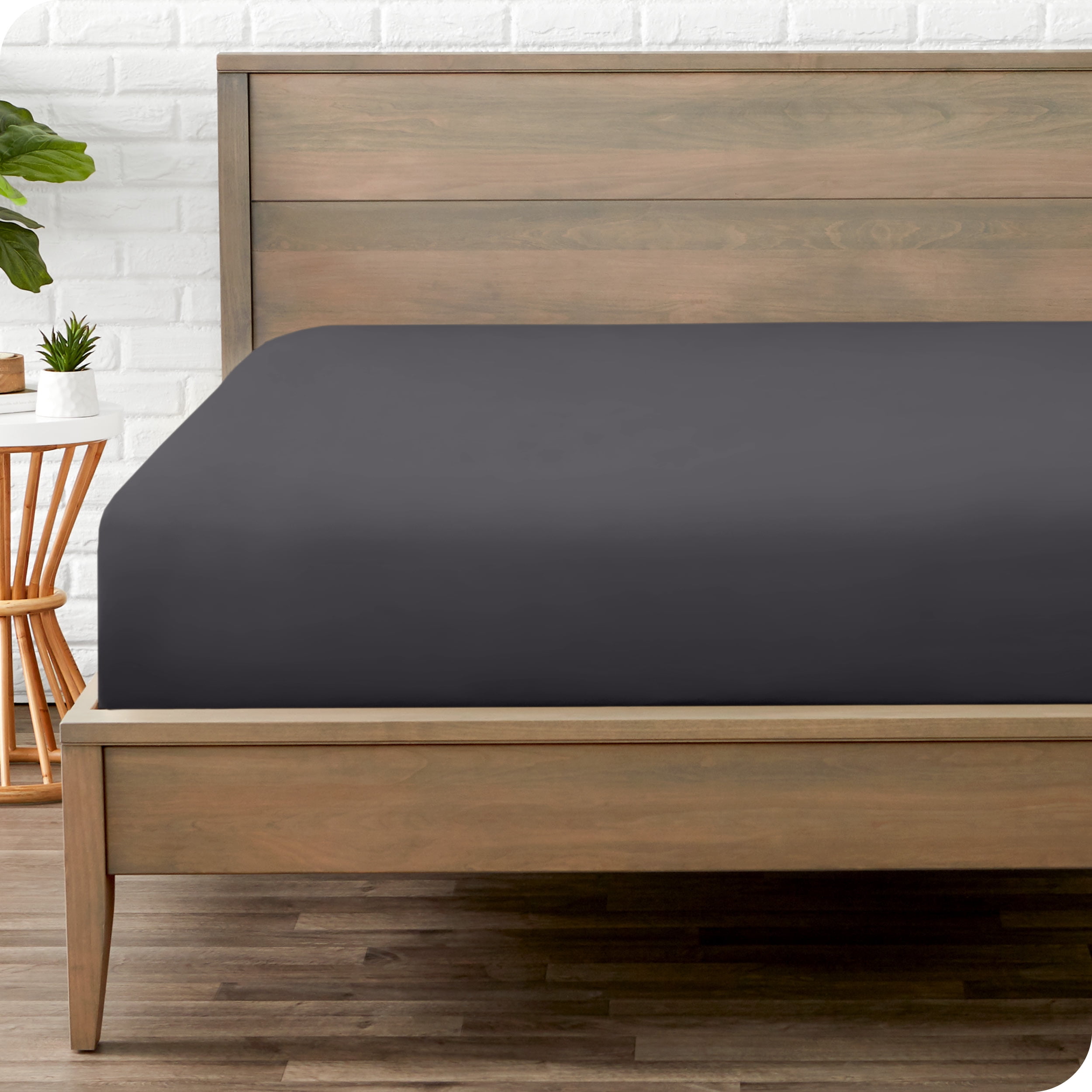 Bare Home Luxury 1800 Collection Fitted Sheet, Ultra-Soft, Deep Pocket, Queen, Forged Iron Gray