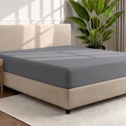 Bare Home Luxury 1800 Collection Fitted Sheet, Ultra-Soft, Deep Pocket, Queen, Gray