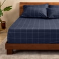 thumbnail image 1 of Bare Home Luxury 1800 Collection Fitted Sheet, Ultra-Soft, Deep Pocket, Queen, Modern Plaid - Midnight Blue/White, 1 of 6