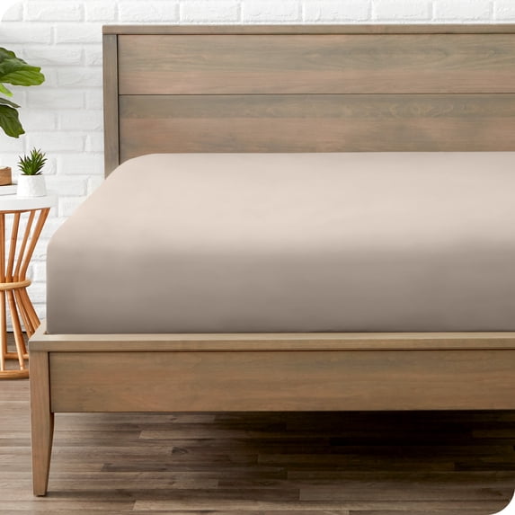 Bare Home Luxury 1800 Collection Fitted Sheet, Ultra-Soft, Deep Pocket, Queen, Pebble