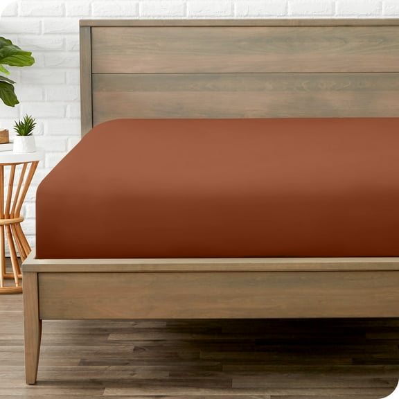 Bare Home Luxury 1800 Collection Fitted Sheet, Ultra-Soft, Deep Pocket, Queen, Terracotta