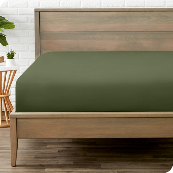 Bare Home Luxury 1800 Collection Fitted Sheet, Ultra-Soft, Deep Pocket, Short Queen, Cypress