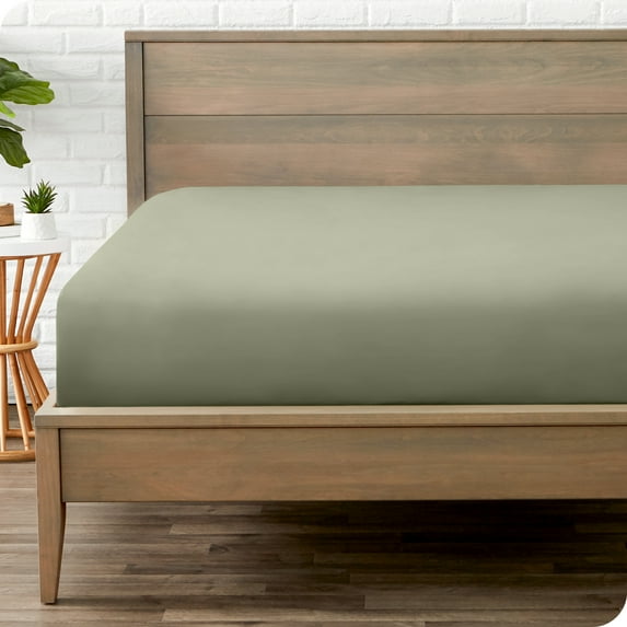 Bare Home Luxury 1800 Collection Fitted Sheet, Ultra-Soft, Deep Pocket, Twin, Sage