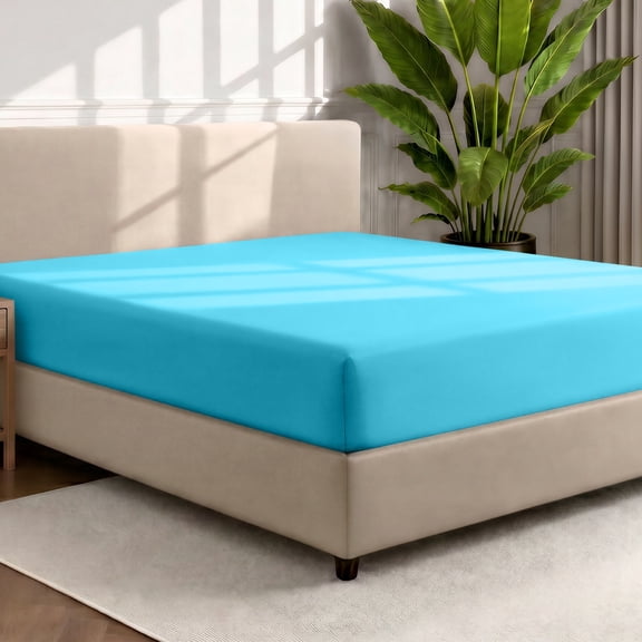 Bare Home Luxury 1800 Collection Fitted Sheet, Ultra-Soft, Deep Pocket, Twin-XL, Aqua