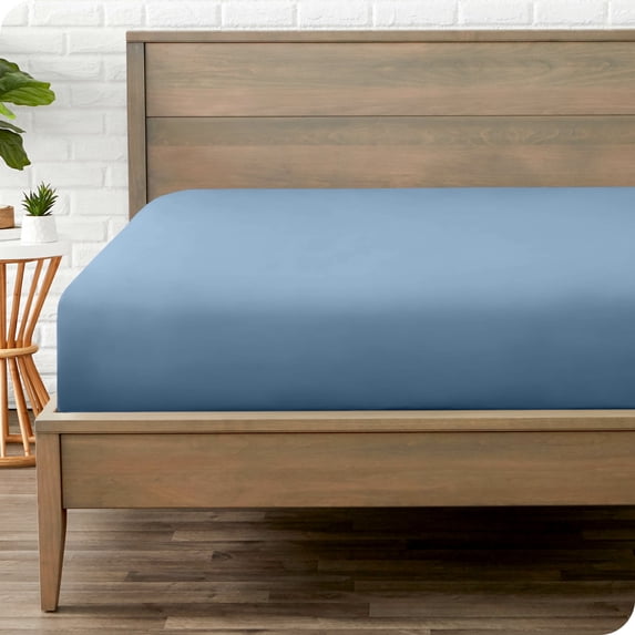 Bare Home Luxury 1800 Collection Fitted Sheet, Ultra-Soft, Deep Pocket, Twin-XL, Coronet Blue