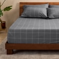 thumbnail image 1 of Bare Home Luxury 1800 Collection Fitted Sheet, Ultra-Soft, Deep Pocket, Twin-XL, Modern Plaid - Gray/White, 1 of 6