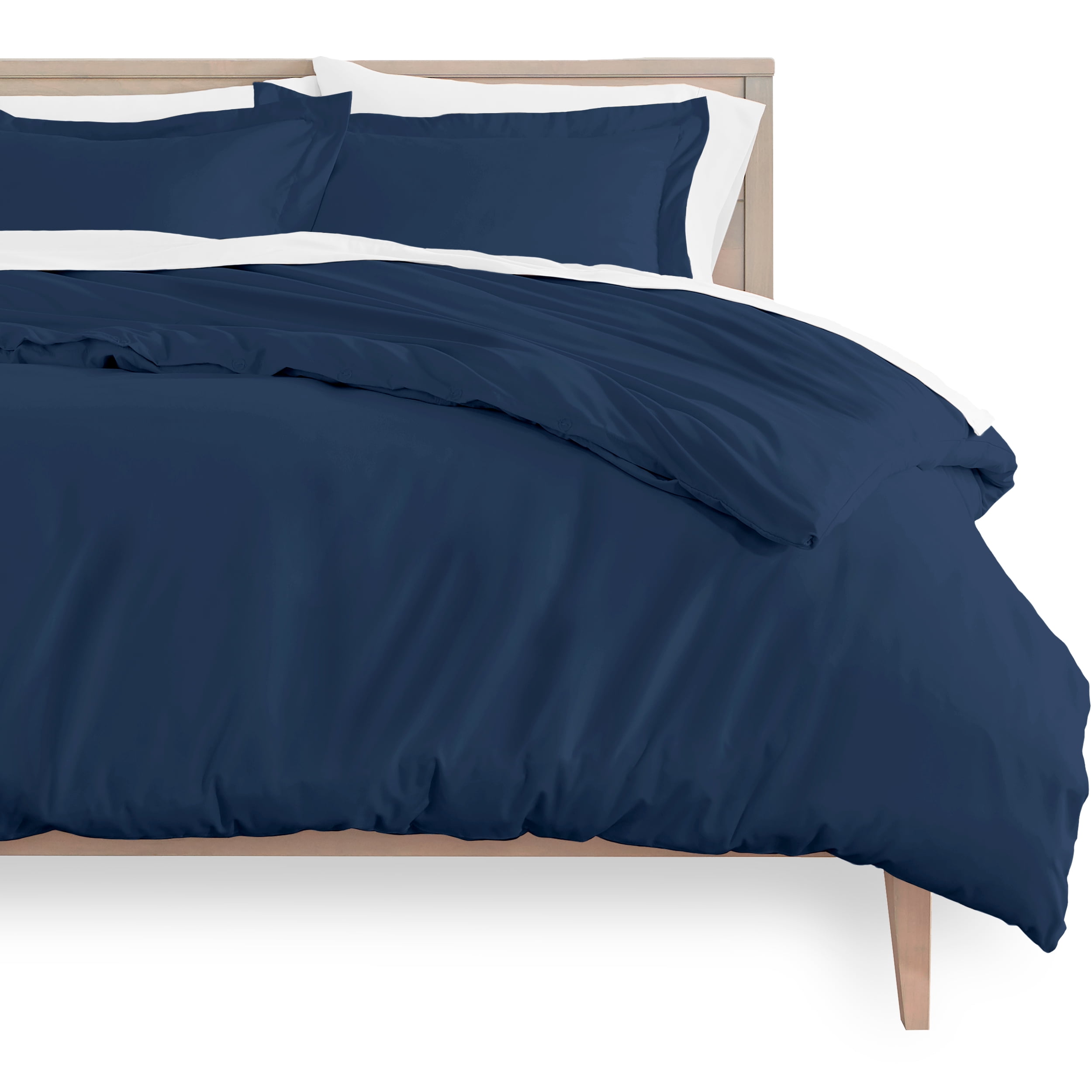 King Size Dark Blue Microfiber Duvet Cover Set