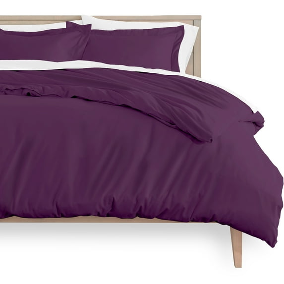 Bare Home Luxury 3 Piece Duvet Cover and Sham Set - Premium 1800 Ultra-Soft Brushed Microfiber - Hypoallergenic, Easy Care, Wrinkle Resistant (King, Plum)