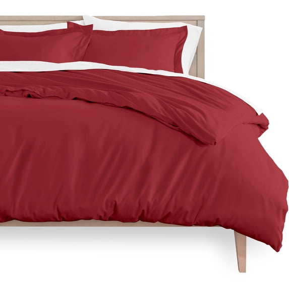 Bare Home Luxury 3 Piece Duvet Cover and Sham Set - Premium 1800 Ultra-Soft Brushed Microfiber - Hypoallergenic, Easy Care, Wrinkle Resistant (King, Red)