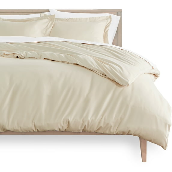 Bare Home Luxury 3 Piece Duvet Cover and Sham Set - Premium 1800 Ultra-Soft Brushed Microfiber - Hypoallergenic, Easy Care, Wrinkle Resistant (Queen, Sand)