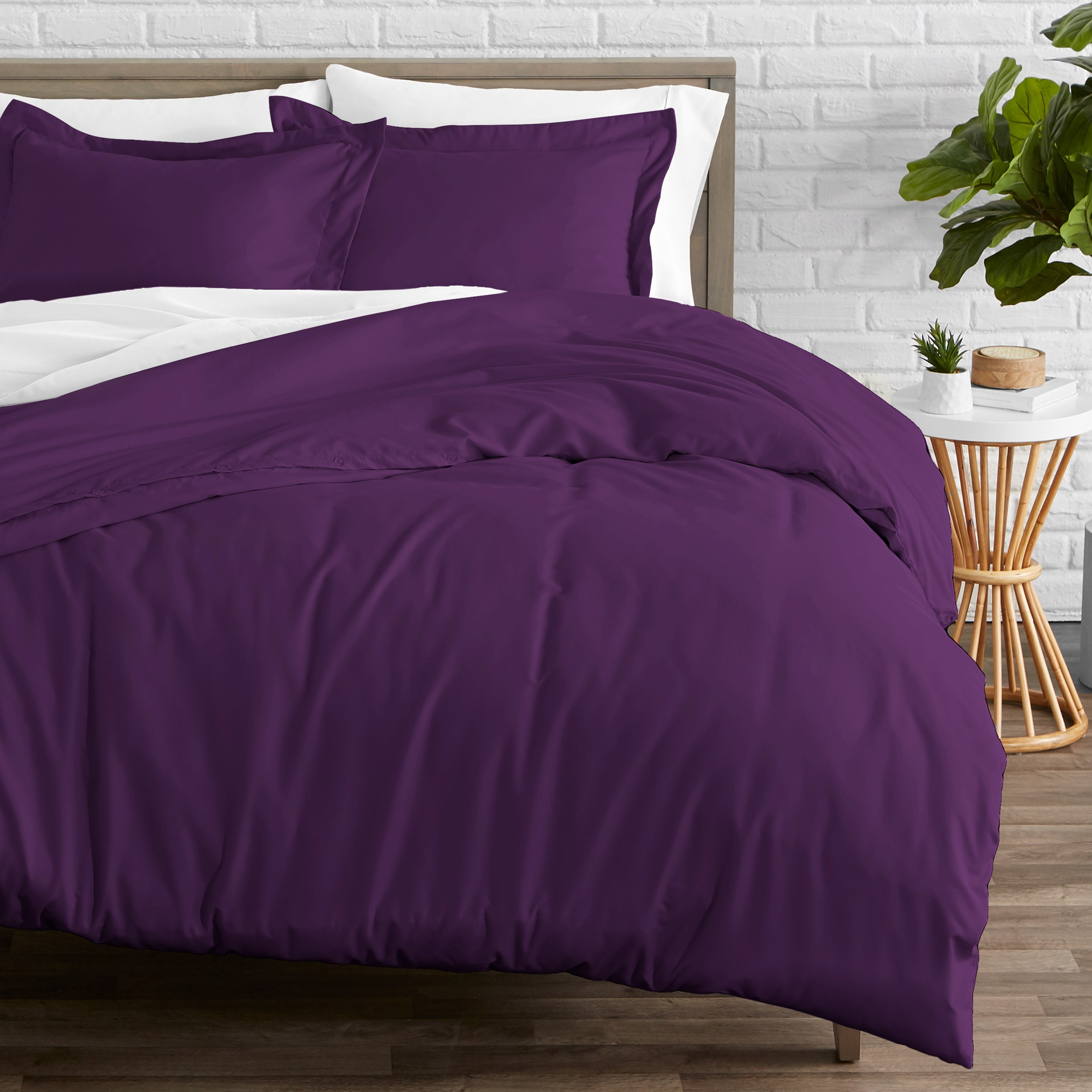 Bare Home Luxury 3 Piece Duvet Insert + Duvet Cover Set - Premium 1800 Ultra-Soft Brushed Microfiber - Hypoallergenic, Easy Care, Wrinkle Resistant (Twin/Twin XL, Plum)