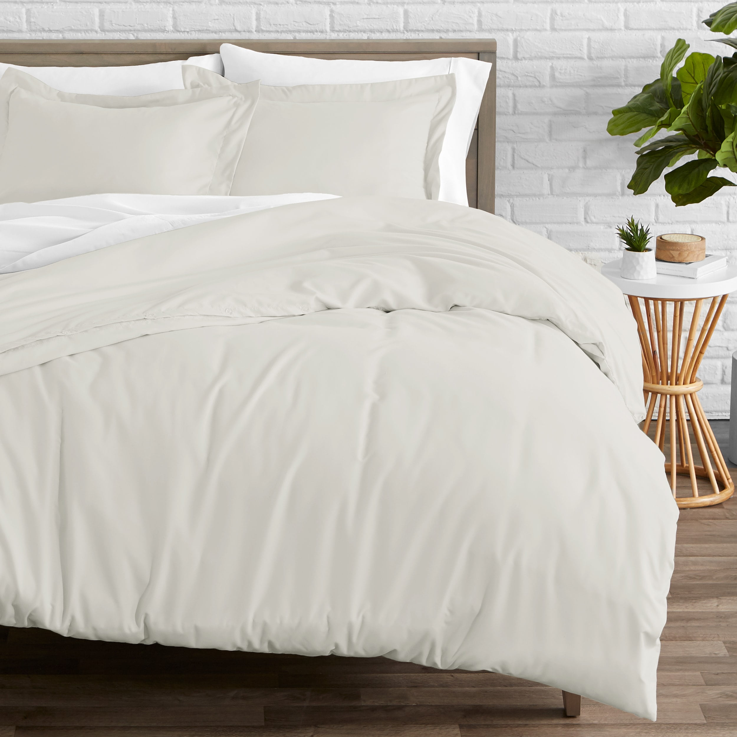 Bare Home Luxury 4 Piece Duvet Insert + Duvet Cover Set - Premium 1800 Ultra-Soft Brushed Microfiber - Hypoallergenic, Easy Care, Wrinkle Resistant (Full/Queen, Ivory)