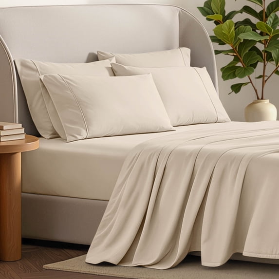 Bare Home Luxury Bed Sheet Set - Premium 1800 Collection - 4 Piece - Twin, Sand