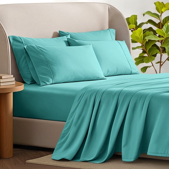 Bare Home Luxury Bed Sheet Set - Premium 1800 Collection - 4 Piece - Twin, Turquoise