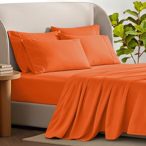 Bare Home Luxury Bed Sheet Set - Premium 1800 Collection - 4 Piece - Twin-XL, Orange