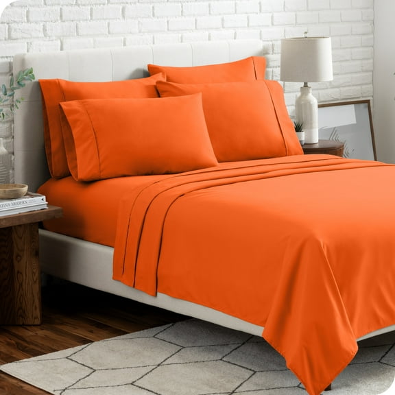Bare Home Luxury Bed Sheet Set - Premium 1800 Collection - 4 Piece - Twin-XL, Orange