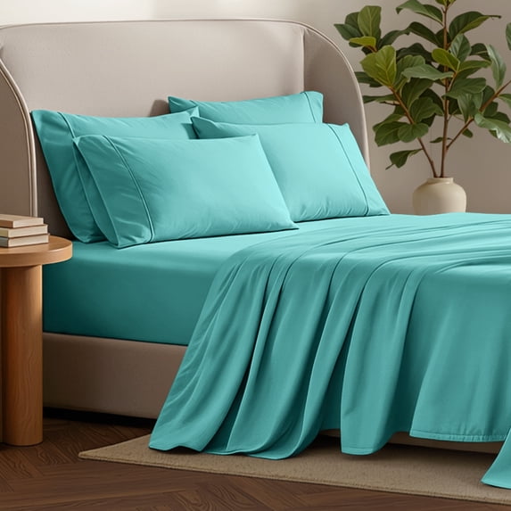 Bare Home Luxury Bed Sheet Set - Premium 1800 Collection - 4 Piece - Twin-XL, Turquoise