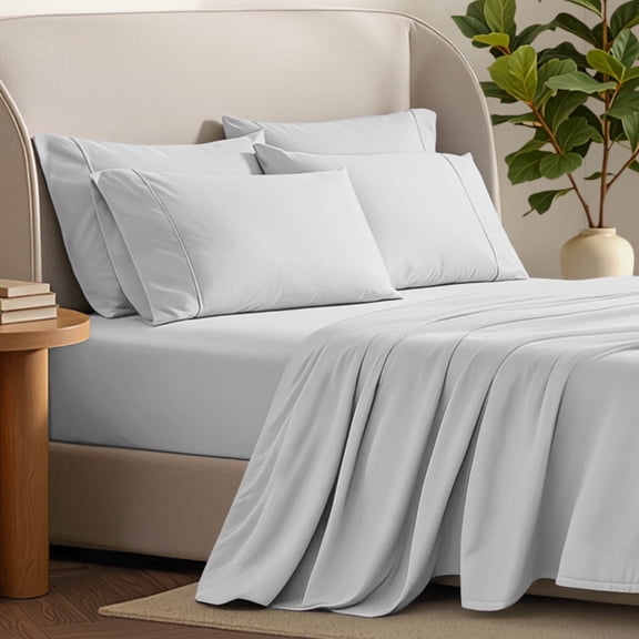 Bare Home Luxury Bed Sheet Set - Premium 1800 Collection - 6 Piece - Full, Cloud Gray