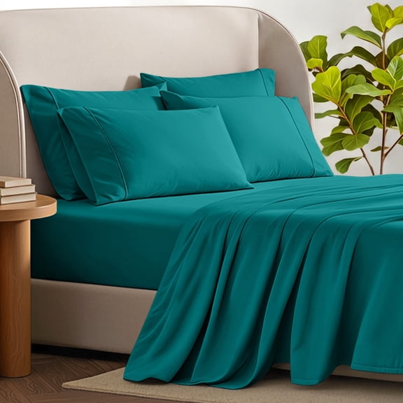 Bare Home Luxury Bed Sheet Set - Premium 1800 Collection - 6 Piece - King, Emerald