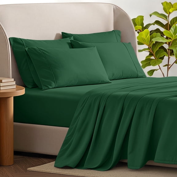 Bare Home Luxury Bed Sheet Set - Premium 1800 Collection - 6 Piece - King, Forest Green