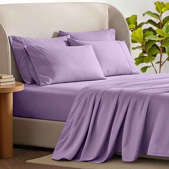 Bare Home Luxury Bed Sheet Set - Premium 1800 Collection - 6 Piece - King, Lavender