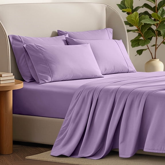 Bare Home Luxury Bed Sheet Set - Premium 1800 Collection - 6 Piece - King, Lavender