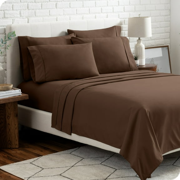Bare Home Luxury Bed Sheet Set - Premium 1800 Collection - 6 Piece - Queen, Cocoa