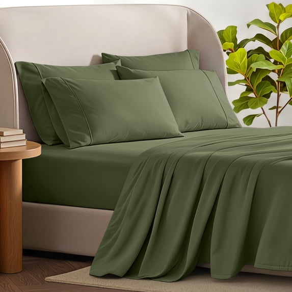 Bare Home Luxury Bed Sheet Set - Premium 1800 Collection - 6 Piece - Queen, Cypress