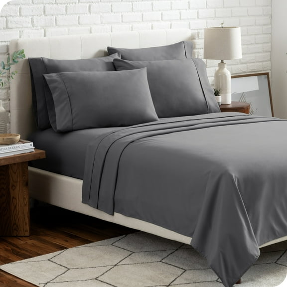 Bare Home Luxury Bed Sheet Set - Premium 1800 Collection - 6 Piece - Queen, Gray