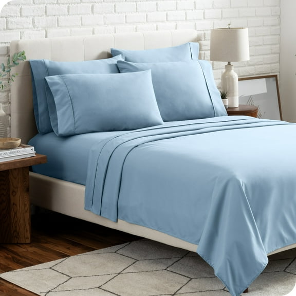 Bare Home Luxury Bed Sheet Set - Premium 1800 Collection - 6 Piece - Queen, Light Blue