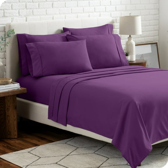 Bare Home Luxury Bed Sheet Set - Premium 1800 Collection - 6 Piece - Queen, Plum