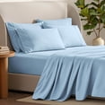 thumbnail image 1 of Bare Home Luxury Bed Sheet Set - Premium 1800 Collection - 7 Piece - Split King, Light Blue, 1 of 8