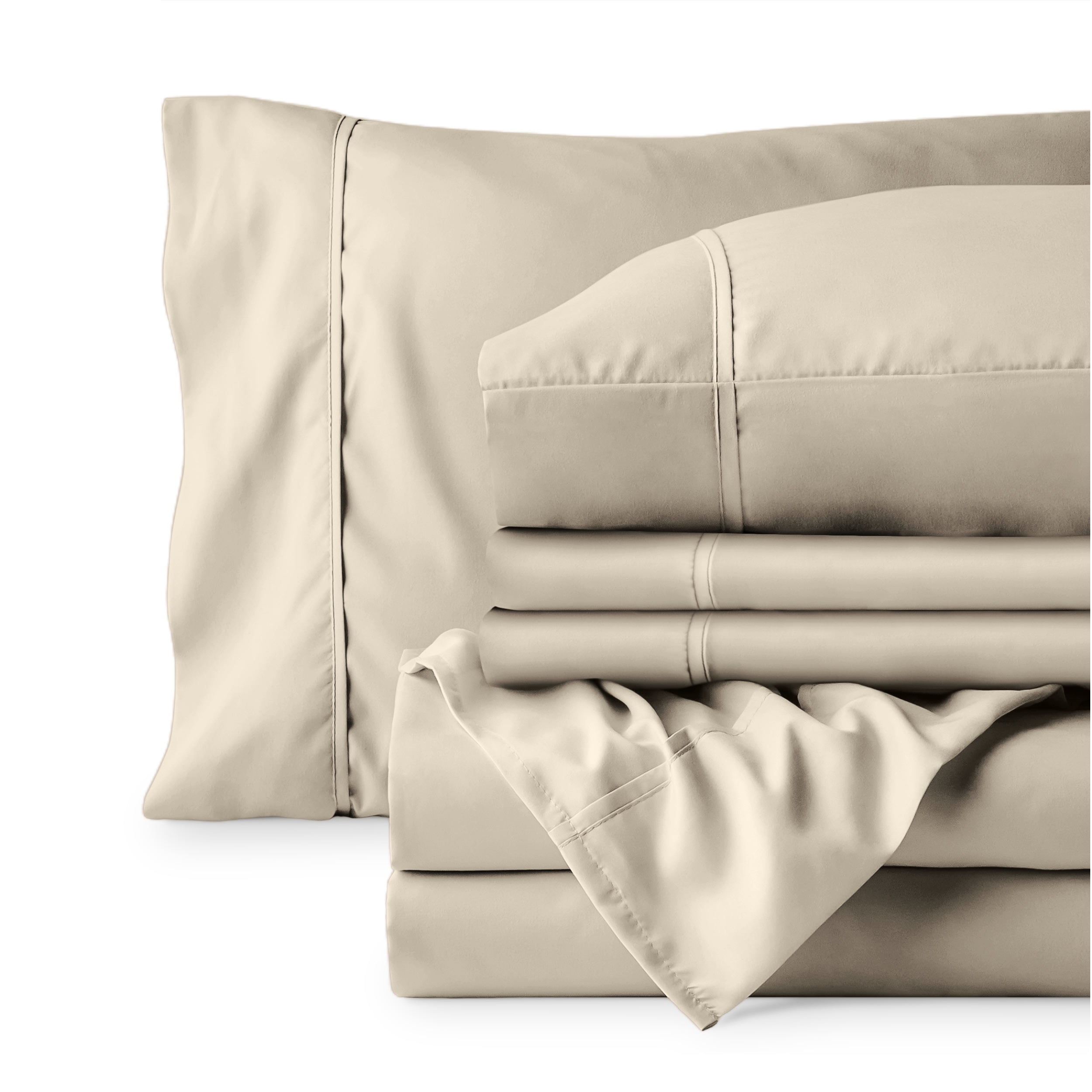 Split King Sand Microfiber Deep Pocket Sheet Set