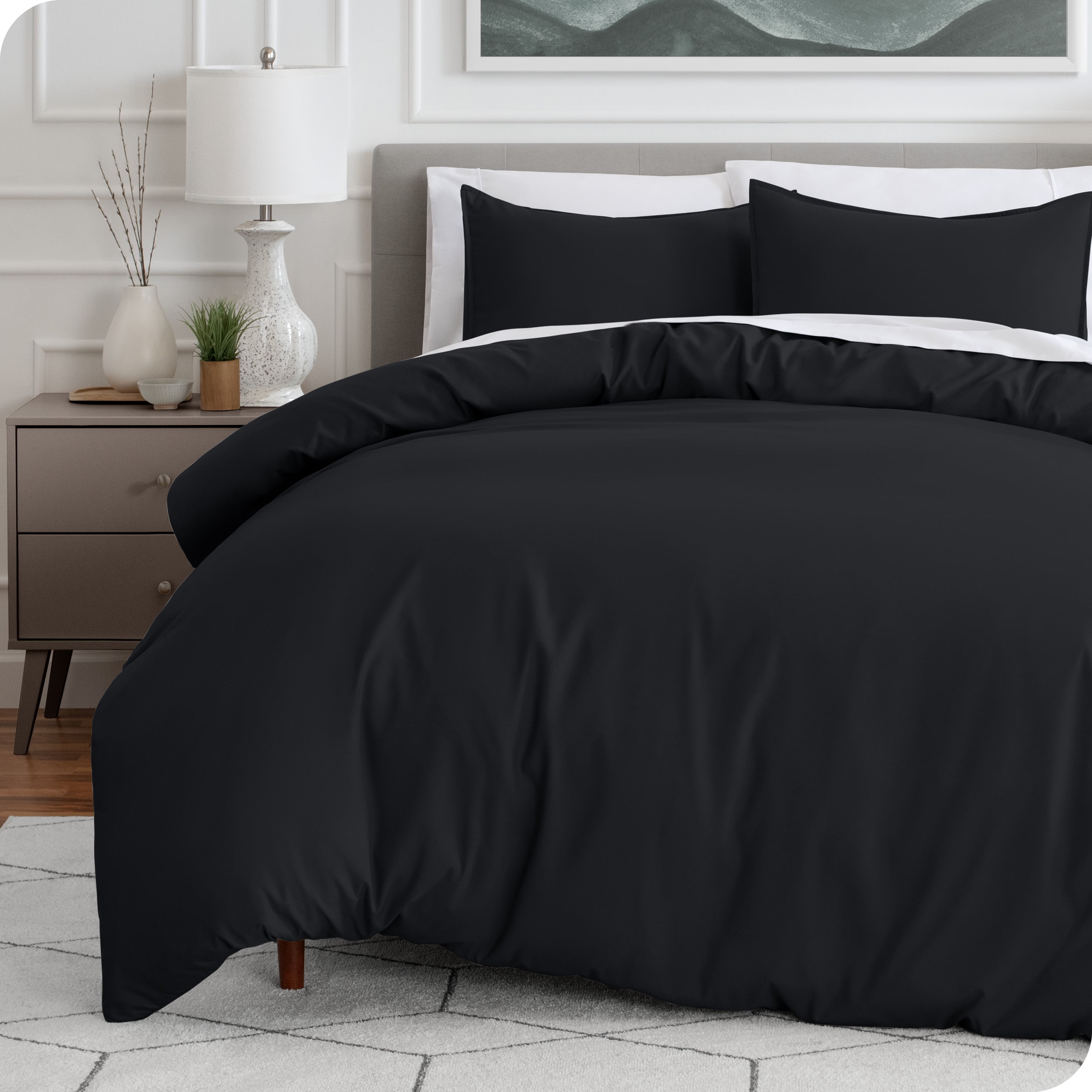 Full Black Ultra-Soft Microfiber Duvet Cover Set