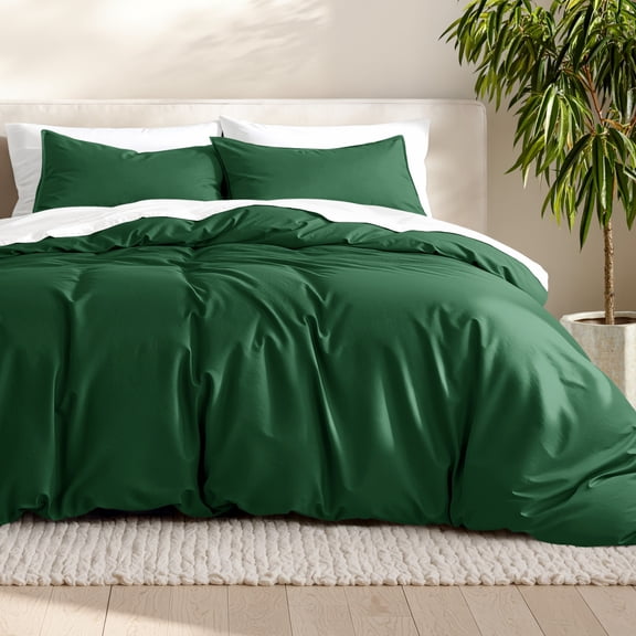 Bare Home Luxury Duvet Cover and Sham Set - Premium 1800 Collection - Ultra-Soft - Full, Forest Green, 3-Pieces