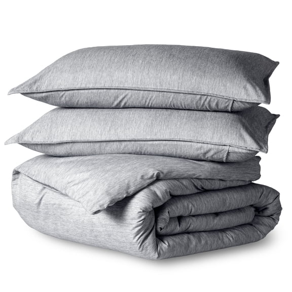 Bare Home Luxury Duvet Cover and Sham Set - Premium 1800 Collection - Ultra-Soft - Full, Heather Charcoal, 3-Pieces