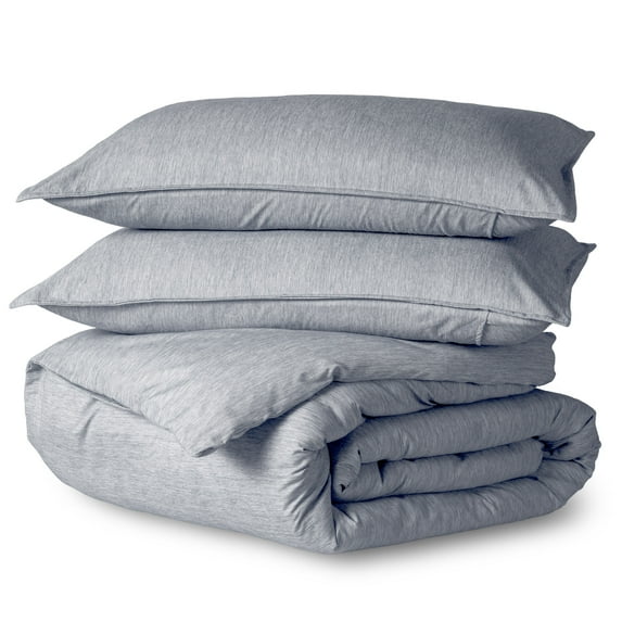 Bare Home Luxury Duvet Cover and Sham Set - Premium 1800 Collection - Ultra-Soft - Full, Heather Midnight Blue, 3-Pieces