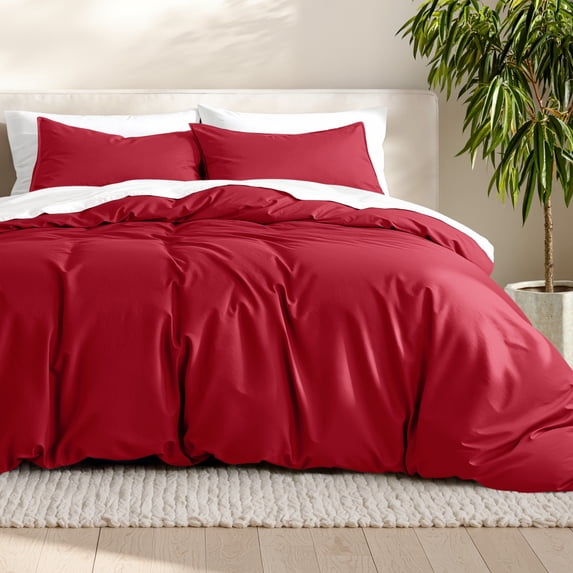 Bare Home Luxury Duvet Cover and Sham Set - Premium 1800 Collection - Ultra-Soft - Full, Red, 3-Pieces