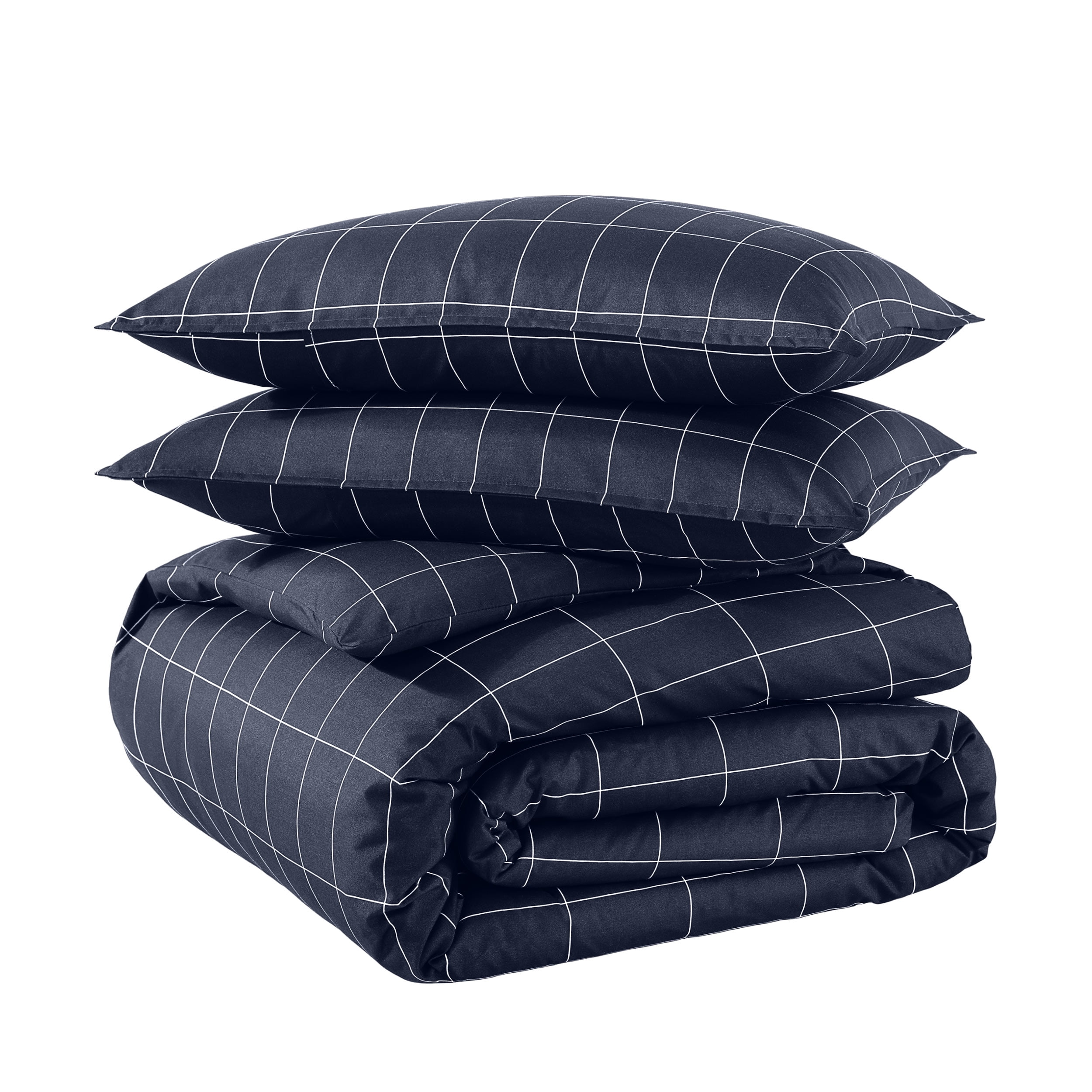 Midnight Blue and White King/Cal King Microfiber Duvet Cover Set