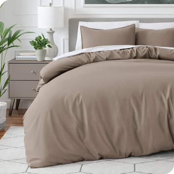 Bare Home Luxury Duvet Cover and Sham Set - Premium 1800 Collection - Ultra-Soft - King, Taupe, 3-Pieces
