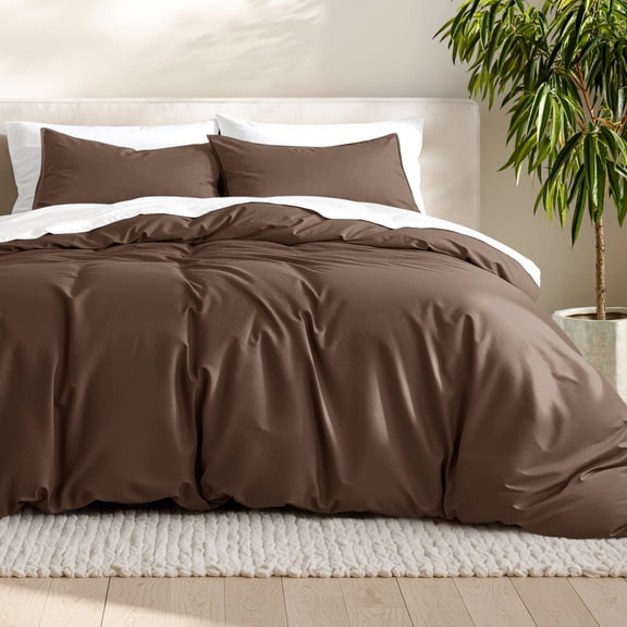 Bare Home Luxury Duvet Cover and Sham Set - Premium 1800 Collection - Ultra-Soft - King, Cocoa, 3-Pieces