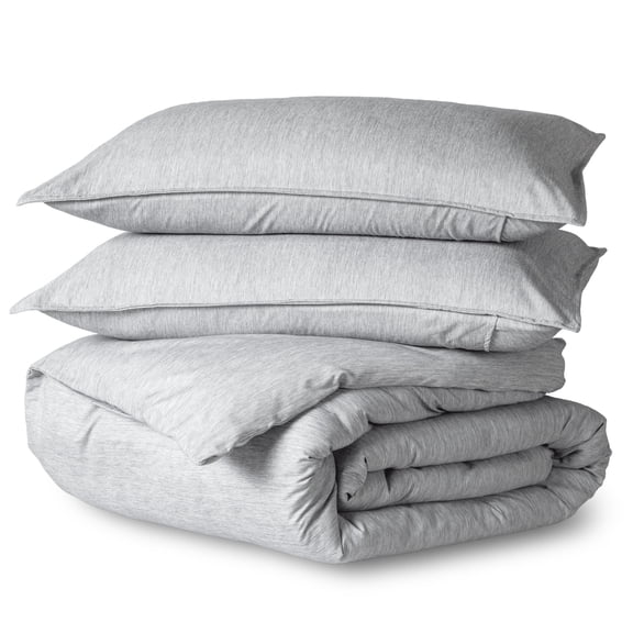 Bare Home Luxury Duvet Cover and Sham Set - Premium 1800 Collection - Ultra-Soft - Oversized King, Heather Pewter, 3-Pieces