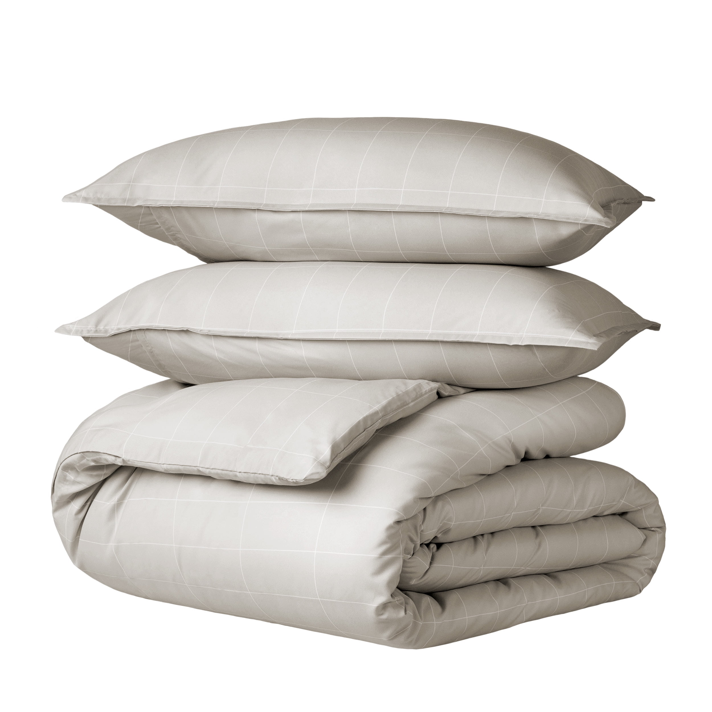 Oversized Queen Stone and White Microfiber Duvet Cover Set