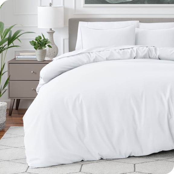 Bare Home Luxury Duvet Cover and Sham Set - Premium 1800 Collection - Ultra-Soft - Oversized Queen, White, 3-Pieces