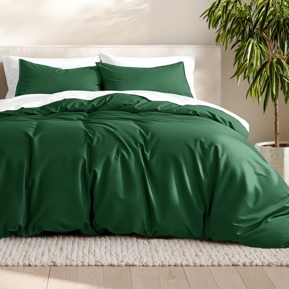 Bare Home Luxury Duvet Cover and Sham Set - Premium 1800 Collection - Ultra-Soft - Queen, Forest Green, 3-Pieces
