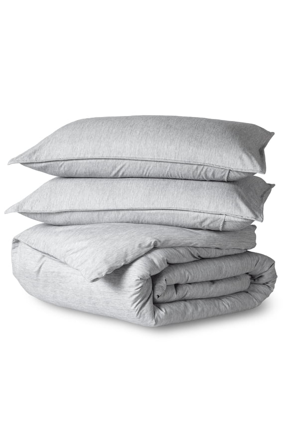 Luxury Duvet Cover and Sham Set - Premium 1800 Collection - Ultra-Soft - Queen, Heather Pewter, 3-Pieces