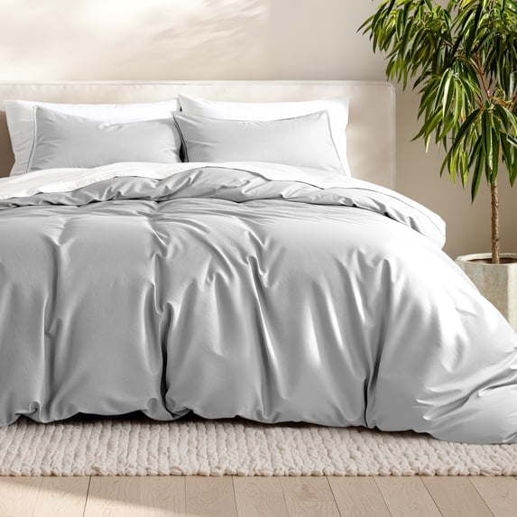 Bare Home Luxury Duvet Cover and Sham Set - Premium 1800 Collection - Ultra-Soft - Queen Oversized, Cloud Gray, 3-Pieces