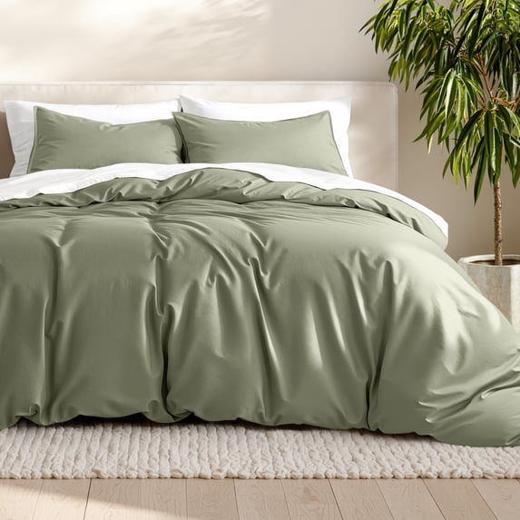 Bare Home Luxury Duvet Cover and Sham Set - Premium 1800 Collection - Ultra-Soft - Queen Oversized, Sage, 3-Pieces